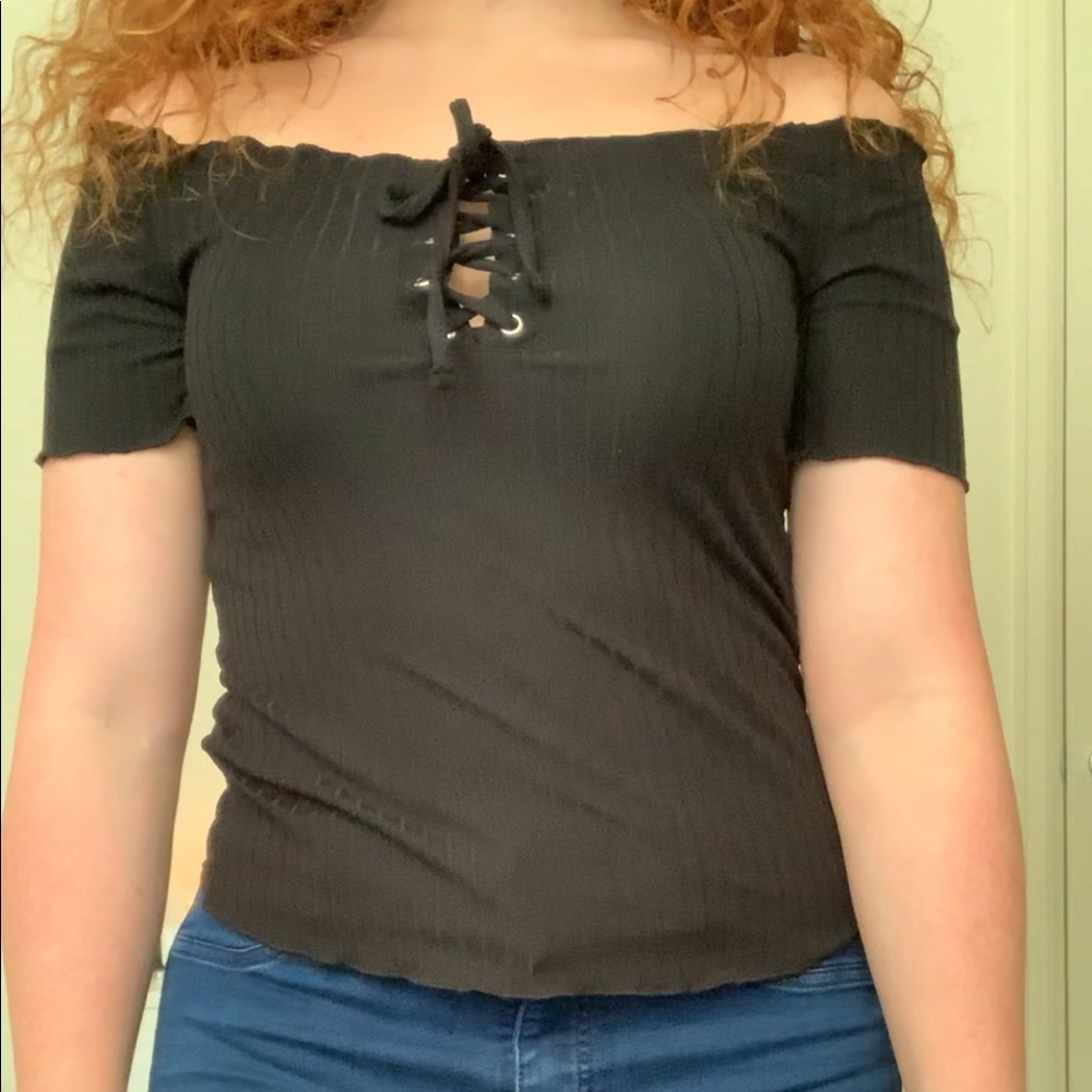 Off the shoulder cropped top